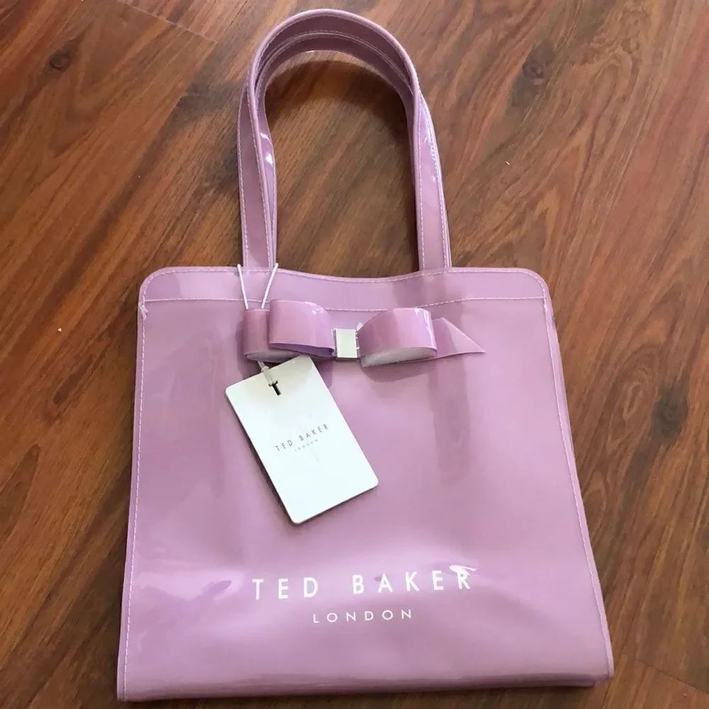 NWT Ted Baker London Patton leather lavender bow tote bag